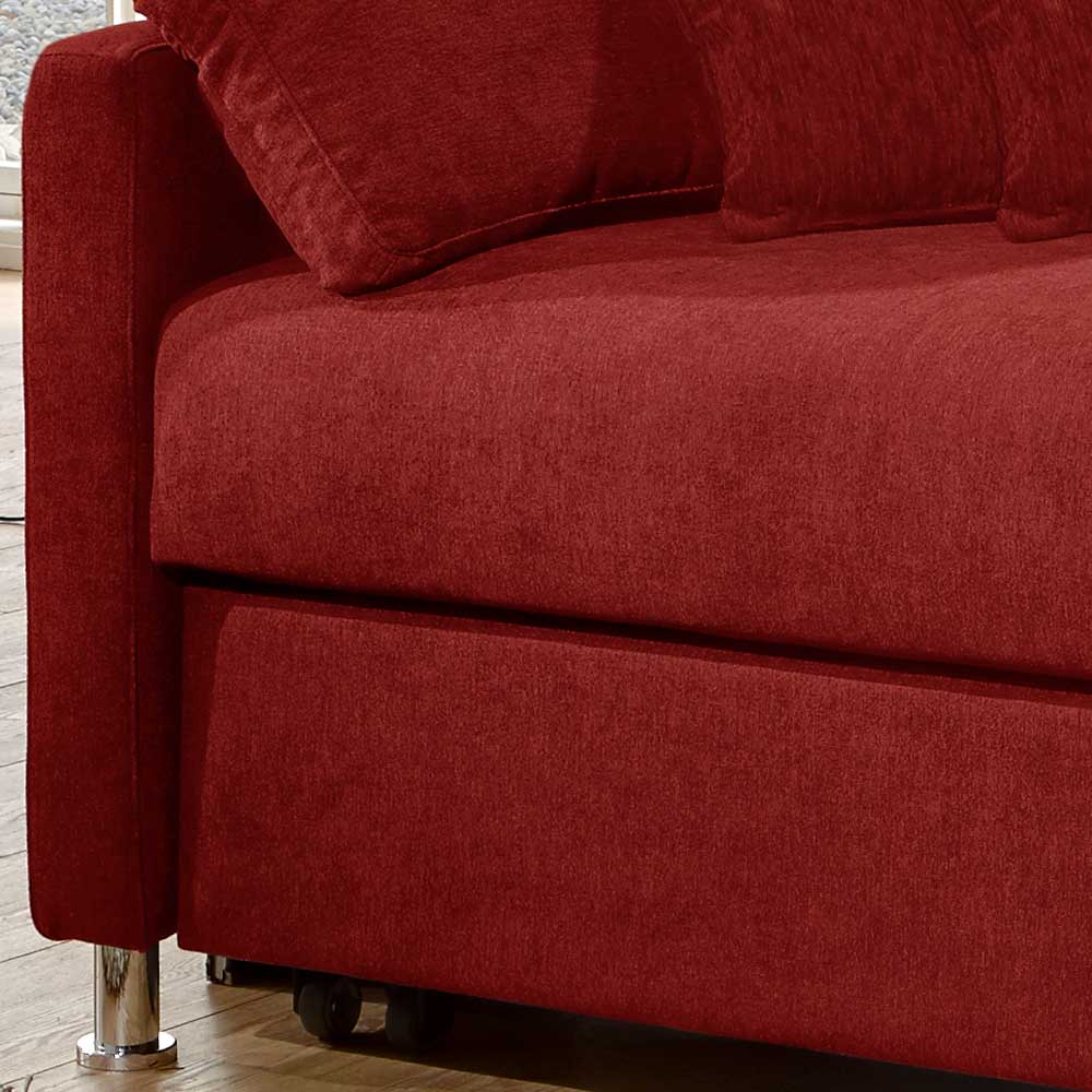 Klappcouch in Dunkelrot Webstoff - Lamaldavo