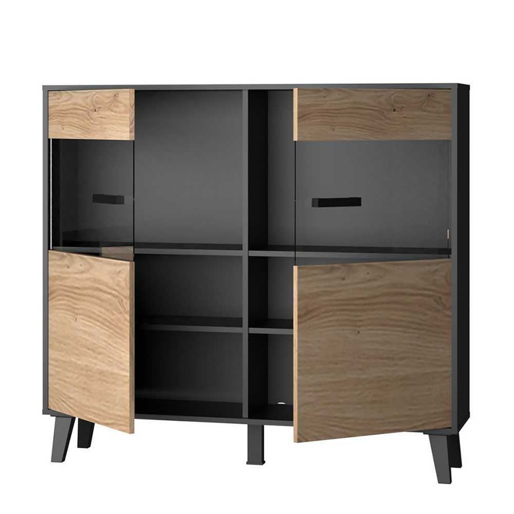 126x118x40 Wohnzimmerschrank mit Glaseinsatz - Paniera