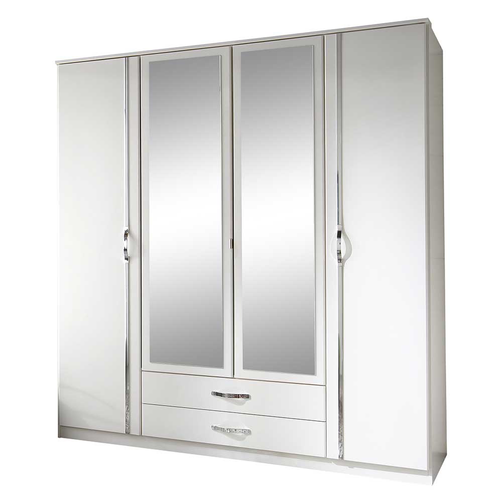 Klassischer Kleiderschrank in Weiß mit Chrom - Miracella
