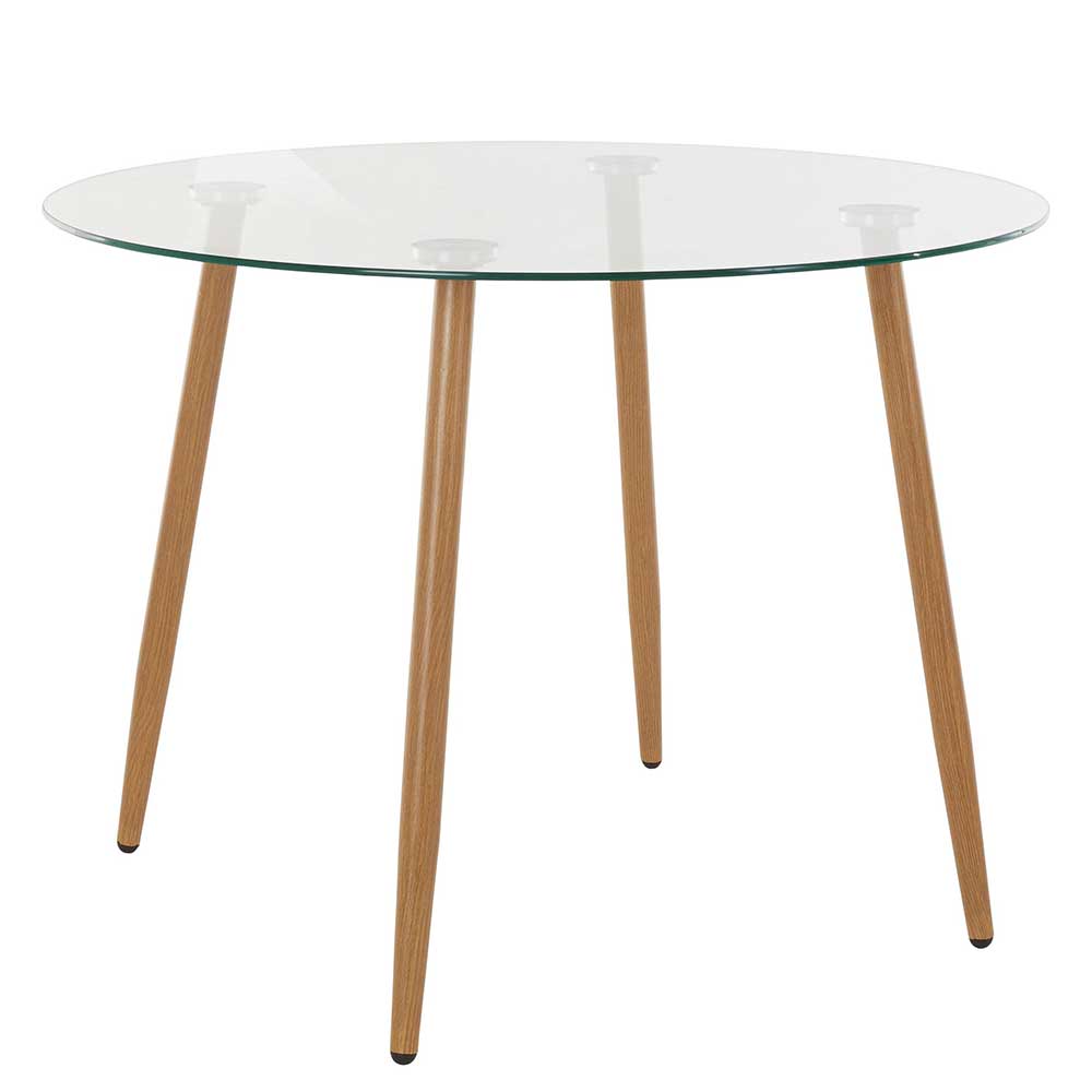 100cm runder Tisch mit Klarglasplatte - Rascilda
