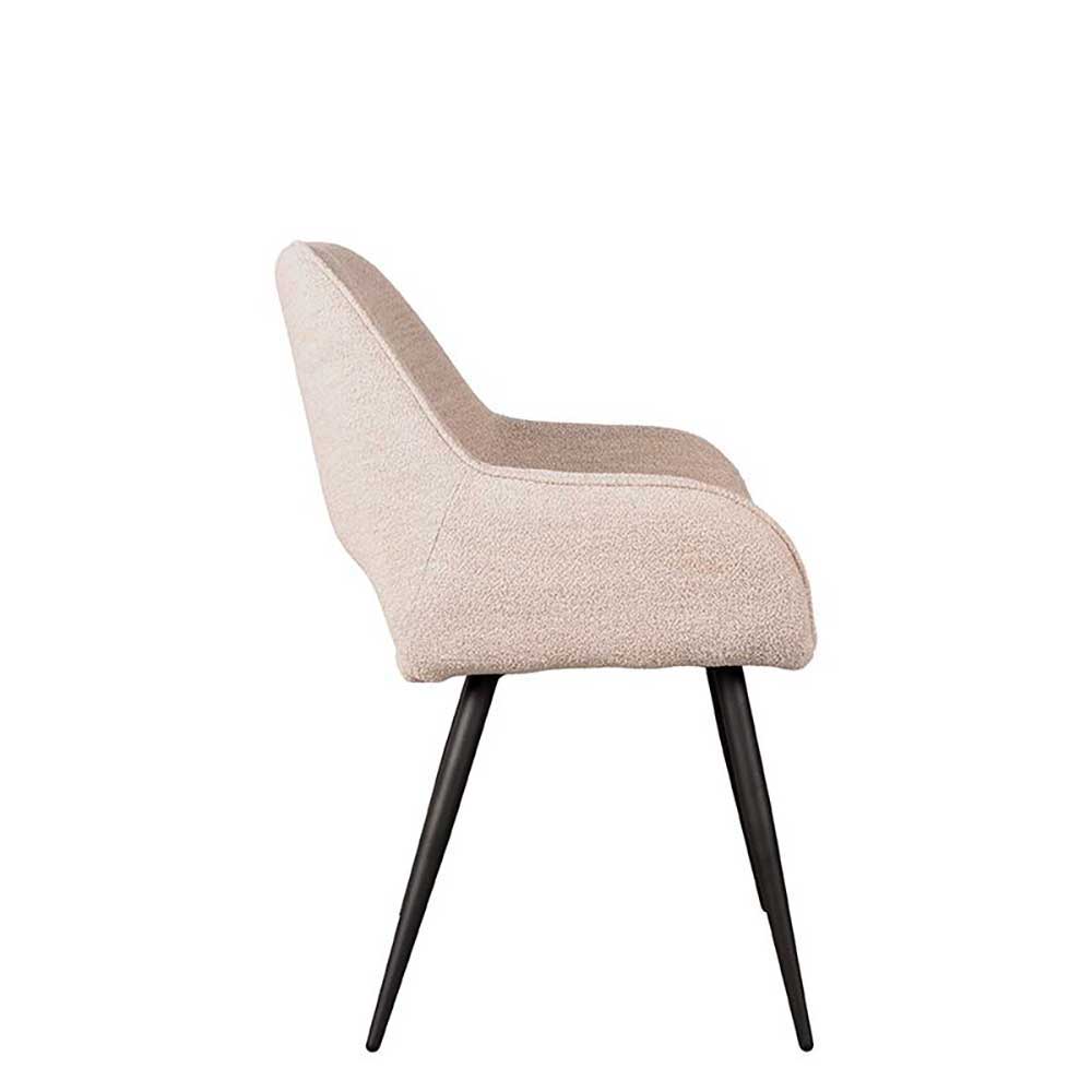 Polsterstühle aus Boucle in Beigegrau - Landhuis (2er Set)