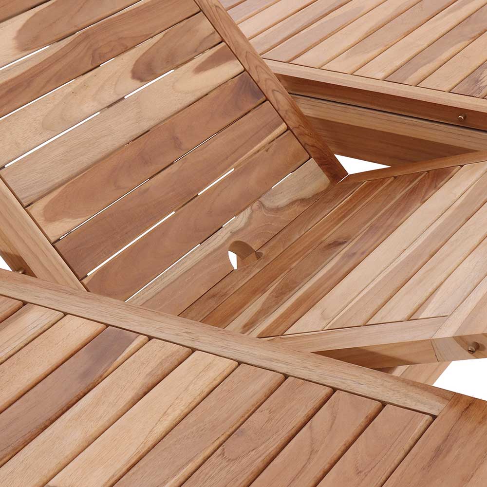 Ausziehbarer Teakholz Gartentisch rund oval - Klahuma