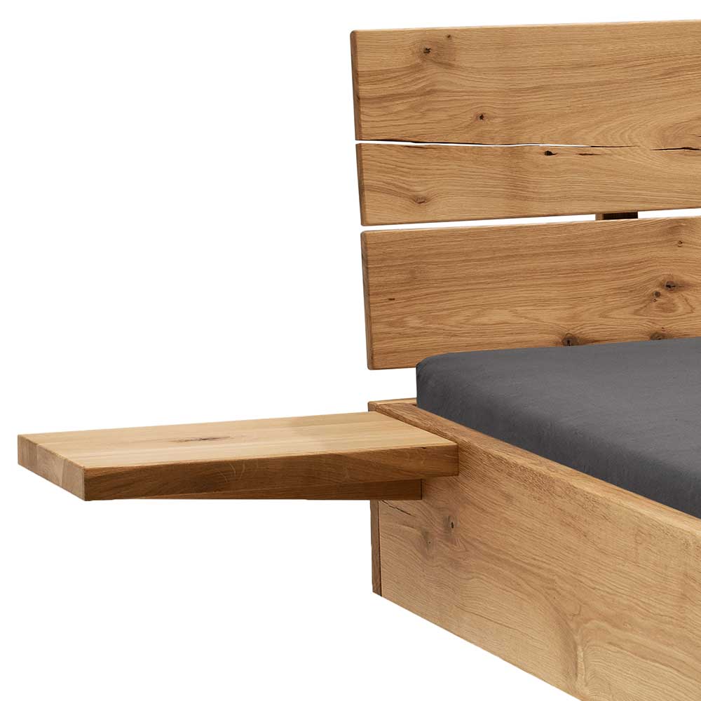 Holzbett in Schwebeoptik aus Wildeiche - Moby (dreiteilig)