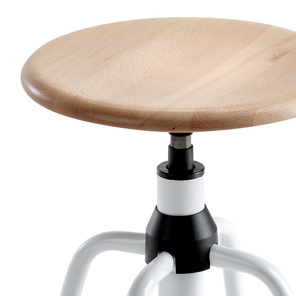 Designbarhocker mit Holzsitz rund - Spring