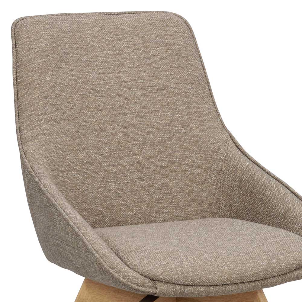 Drehbare Schalenstühle in Beigegrau Stoff - Edicenza (2er Set)