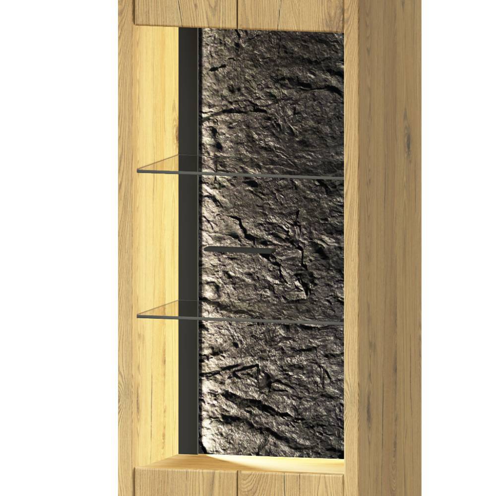 Vitrinenschrank aus Wildeiche Massivholz - Friburgo