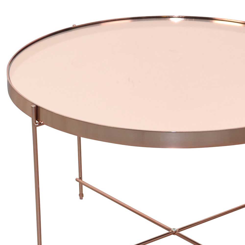 Runder Wohnzimmertisch in Rosegold - Linall