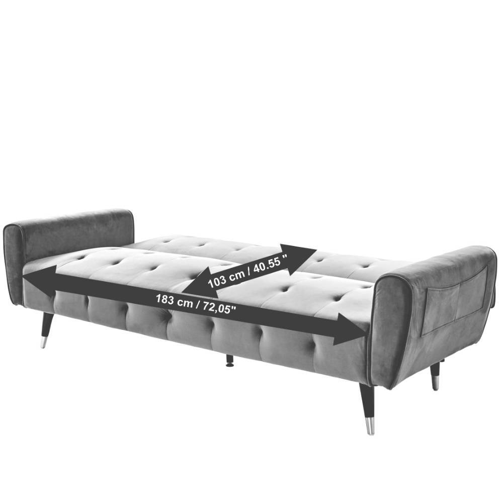 Klappcouch aus Samt Grau - Acruma