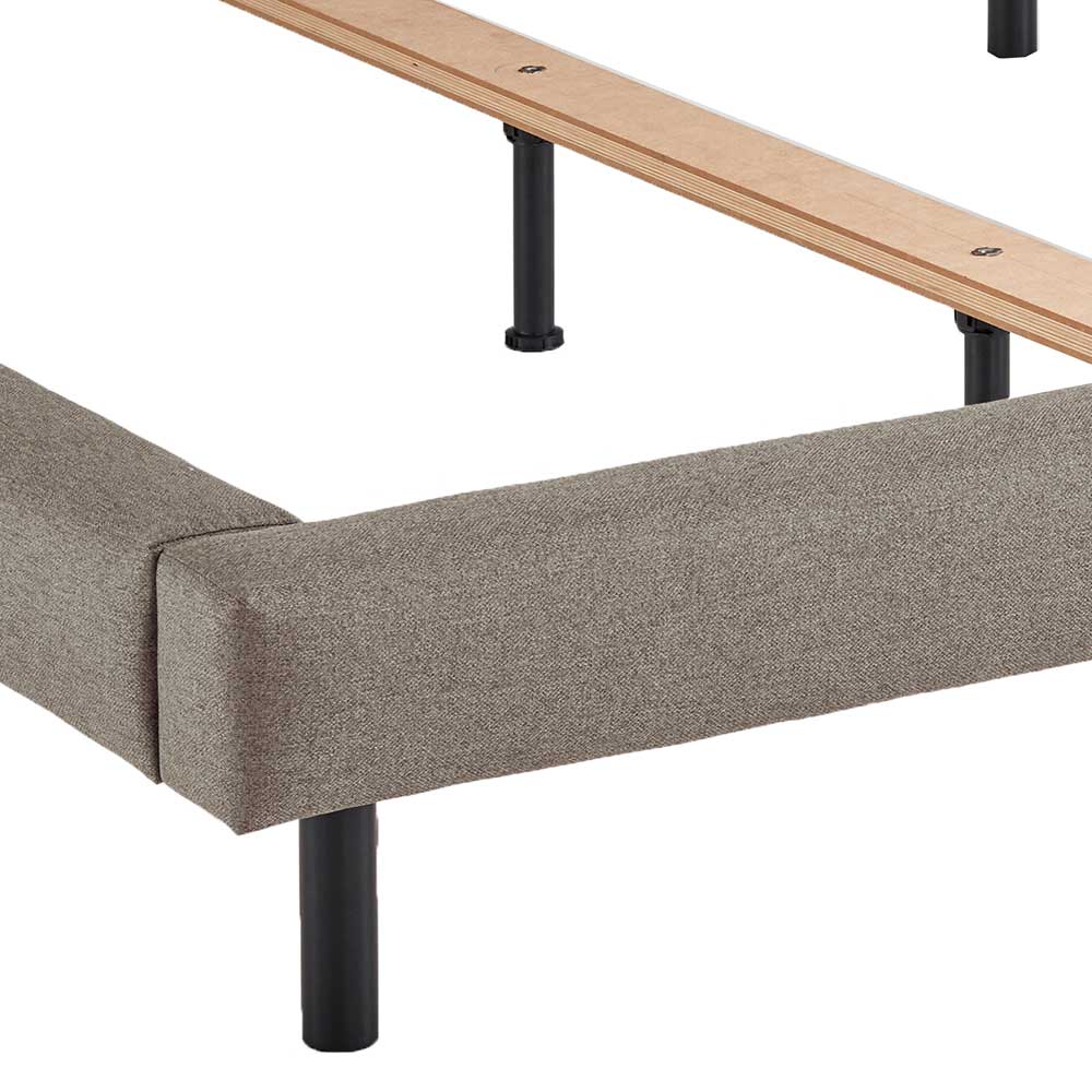 Hellbraunes Doppelbett mit Webstoff Bezug - Ebnion