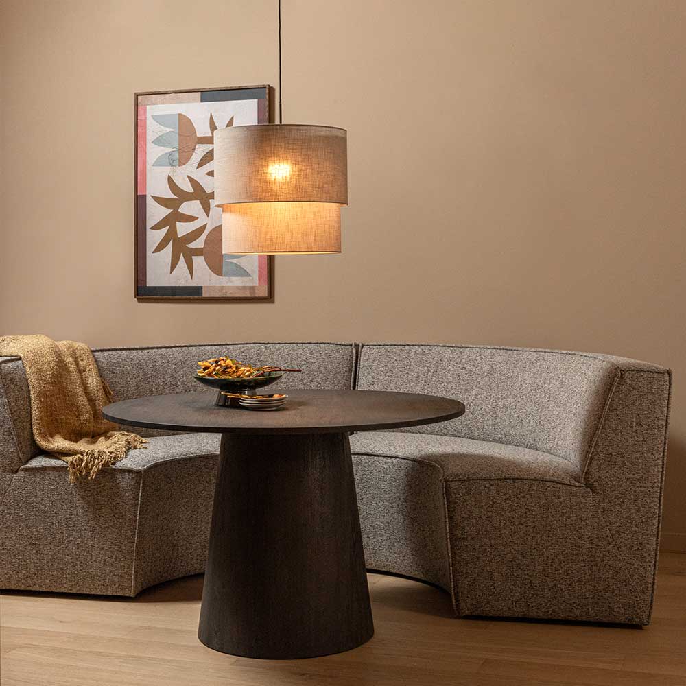 Halbrundes Esstisch-Sofa in Beigegrau meliert - William