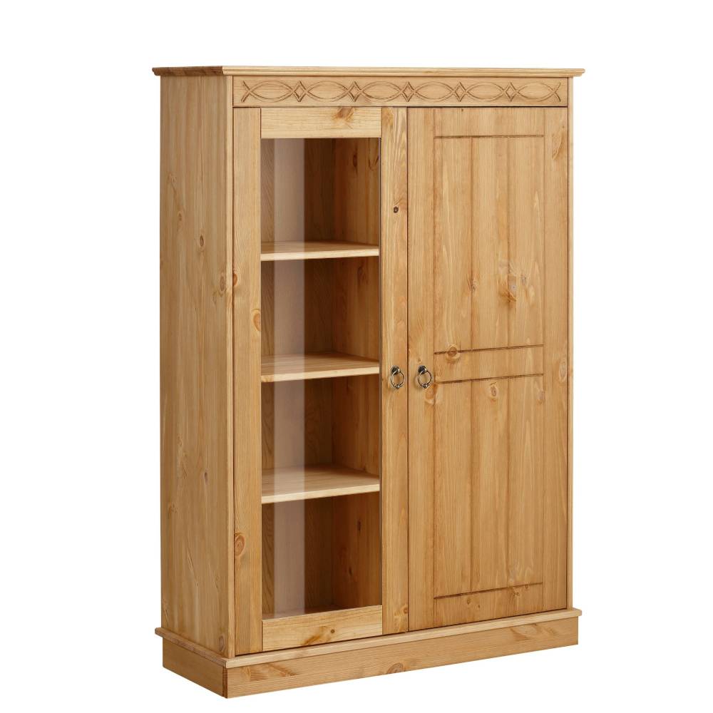 Landhaus Highboard Vitrine aus Kiefer - Goro
