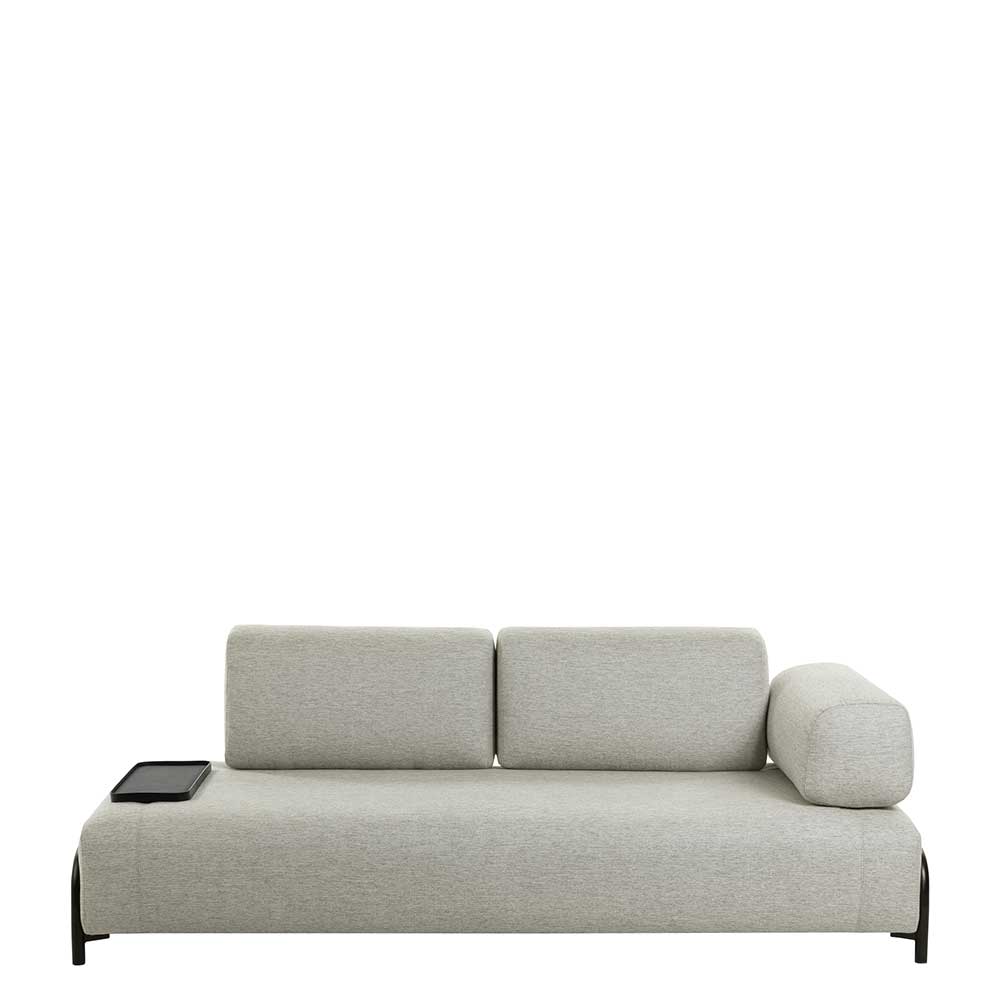 Beigefarbene Zweisitzer Couch mit Anstelltisch - Curacao