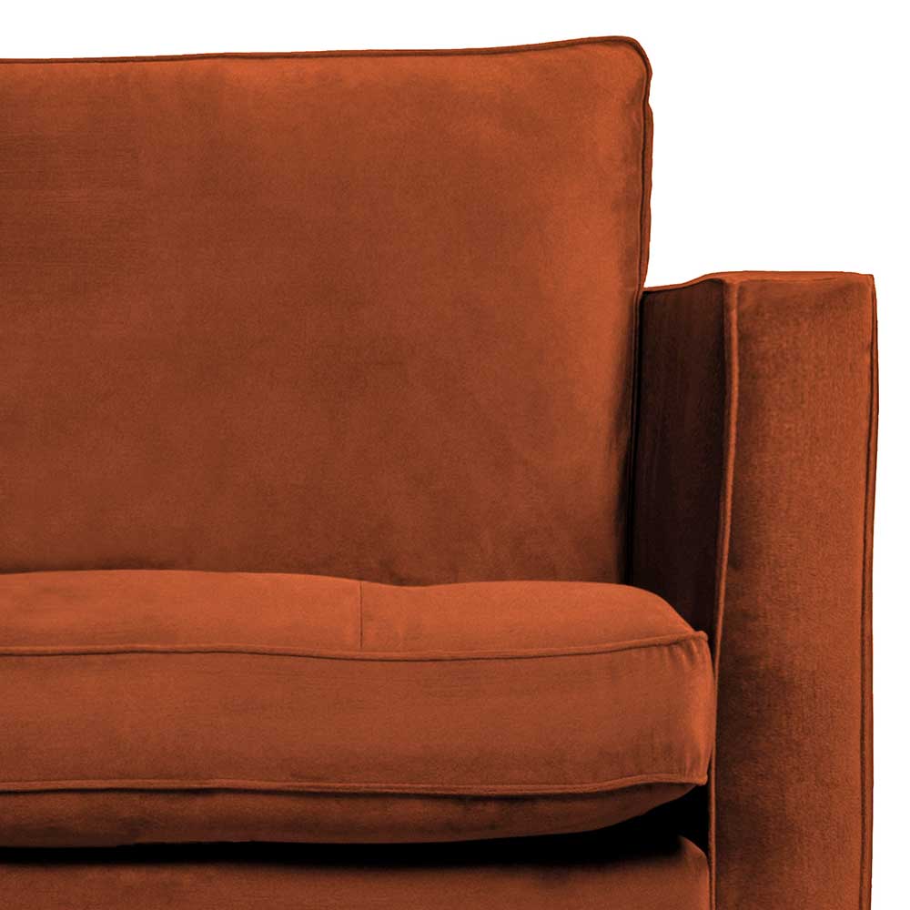 Retro Designsessel in Rost Braun Samt - Naryon