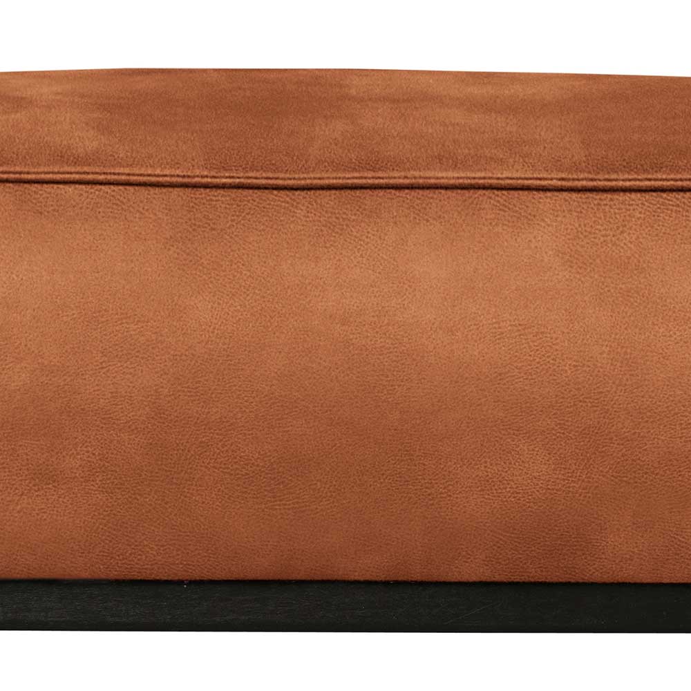Leder Polsterhocker in Cognac Braun & Schwarz - Albin