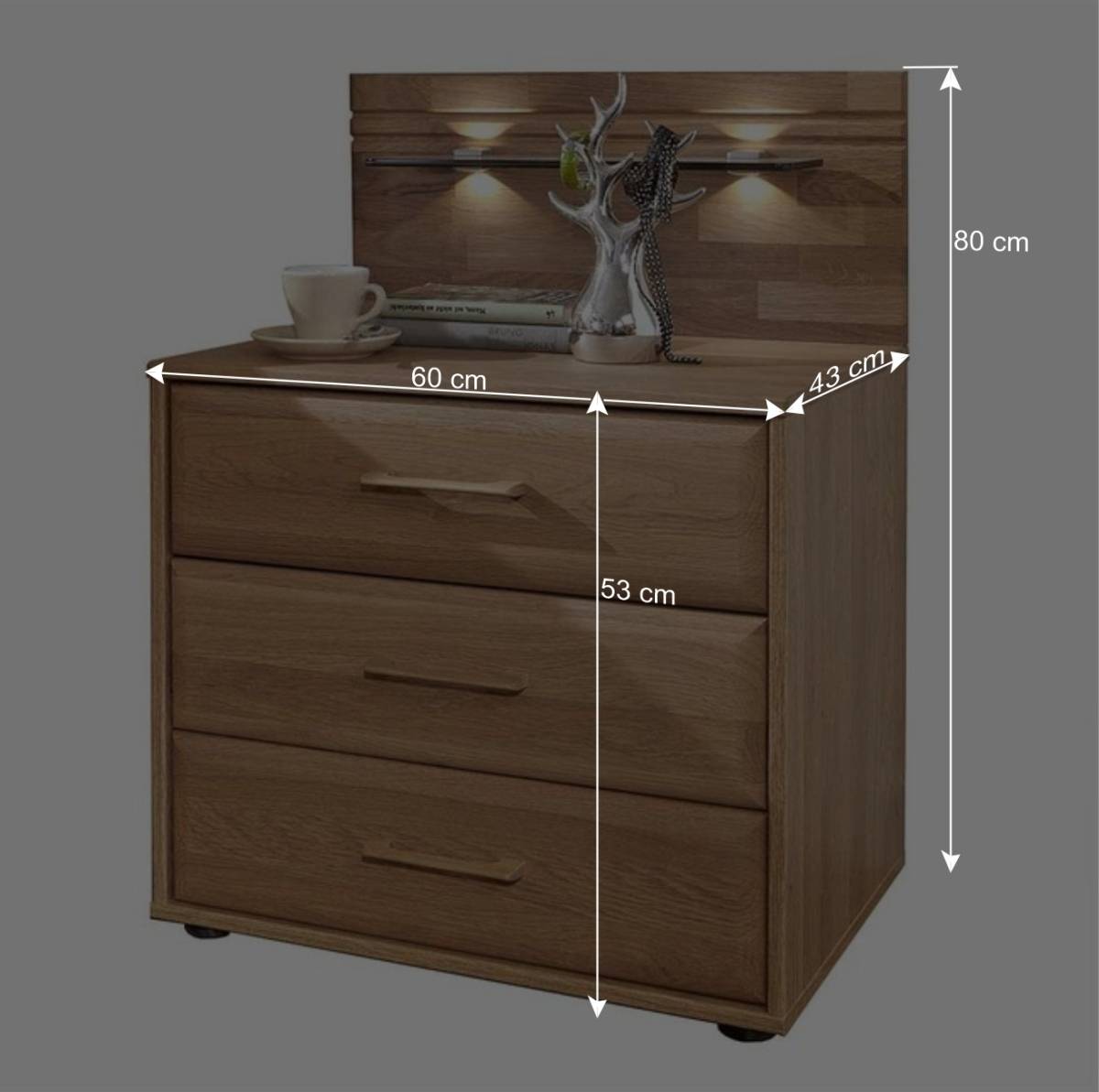 Schubladen-Nachtschrank Anglesia in Eiche teilmassiv (2er Set)