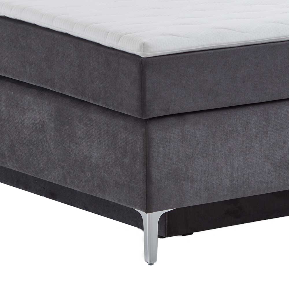 Dunkelgraues Boxspring-Bett mit Bettkasten - Jubby