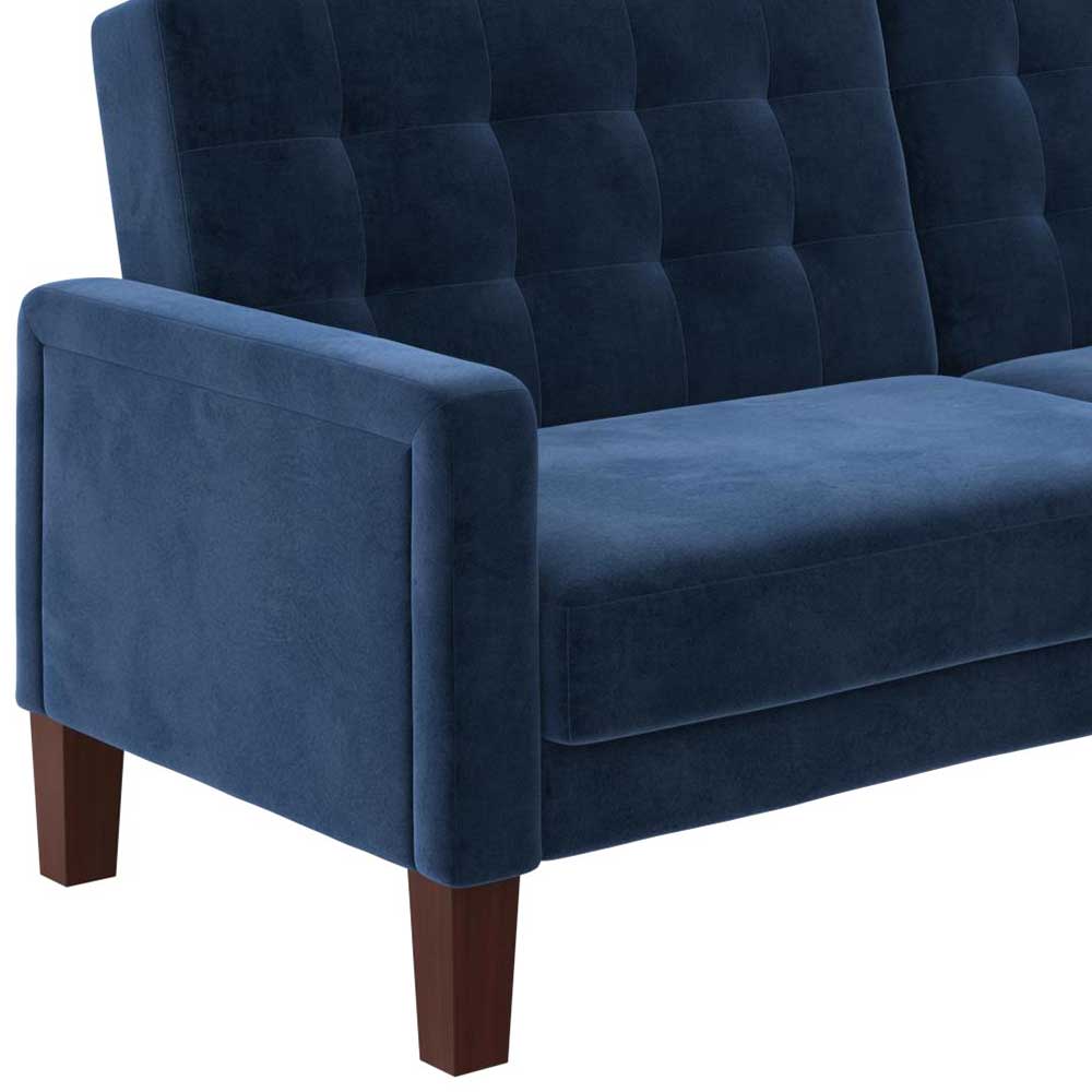Retro Bettsofa in Blau Samt - Silvaria