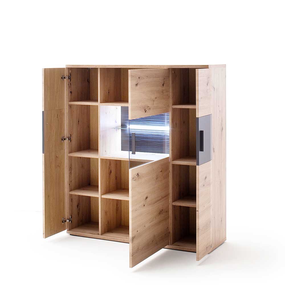 120x134x37 cm Highboard mit drei Türen - Vecenda