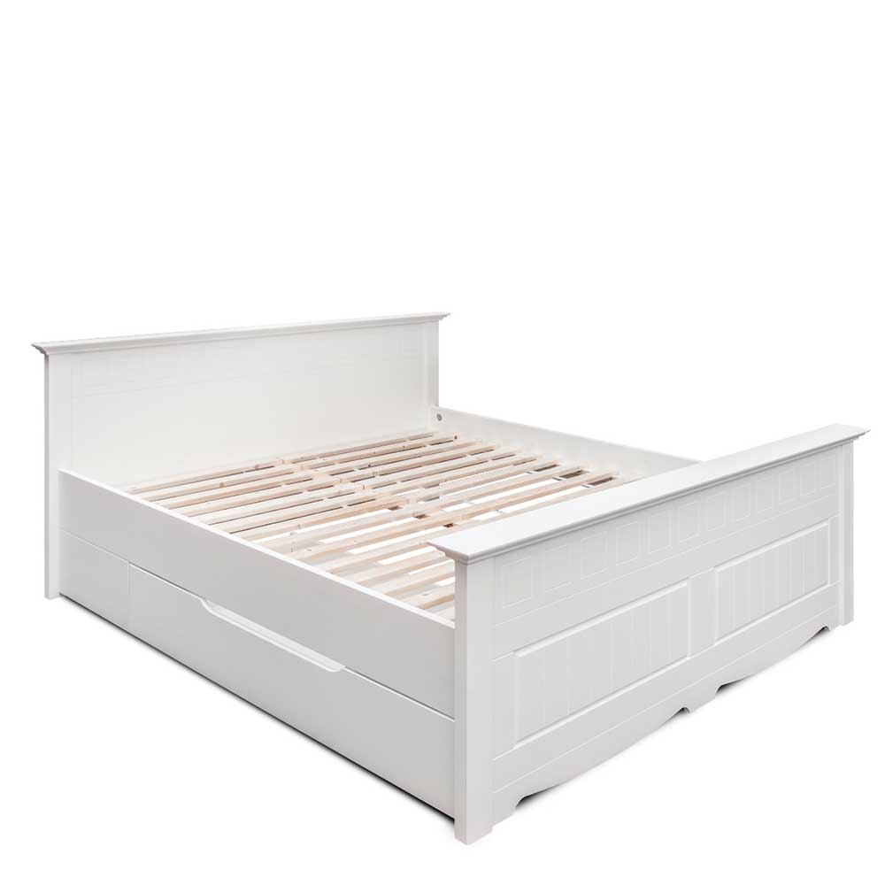 Landhausbett in Weiß lackiert - Indico