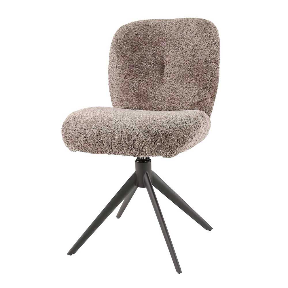 Esszimmer Drehstuhl in Taupe Boucle - Cascaya (2er Set)