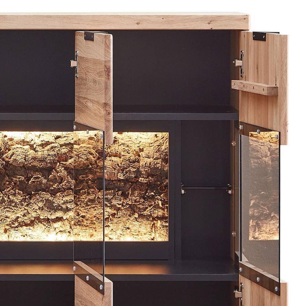 Highboard Vitrine in Wildeiche Bianco - Dritos