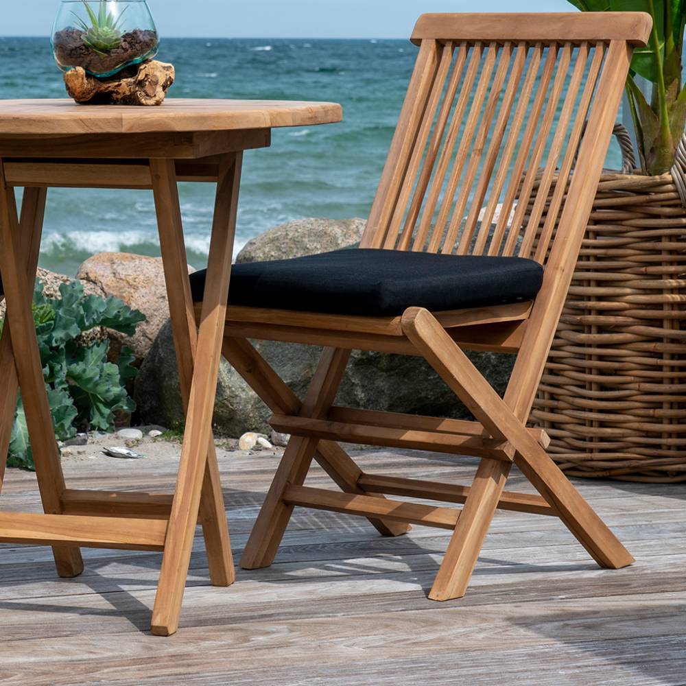Balkon Tischgruppe aus Teak Massivholz - Senvelita (dreiteilig)