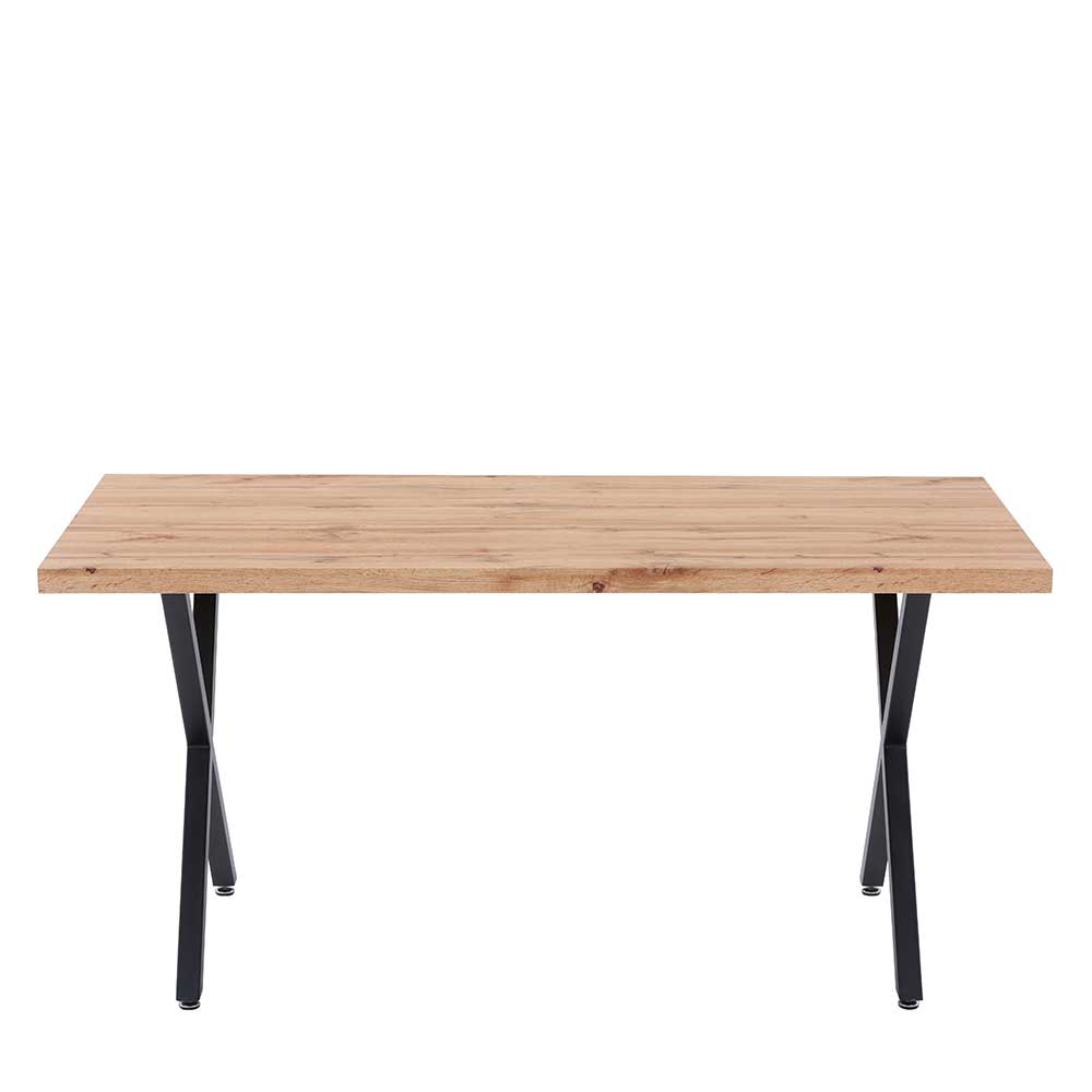 160x90 Tisch mit X-Füßen in Schwarz - Pelleas
