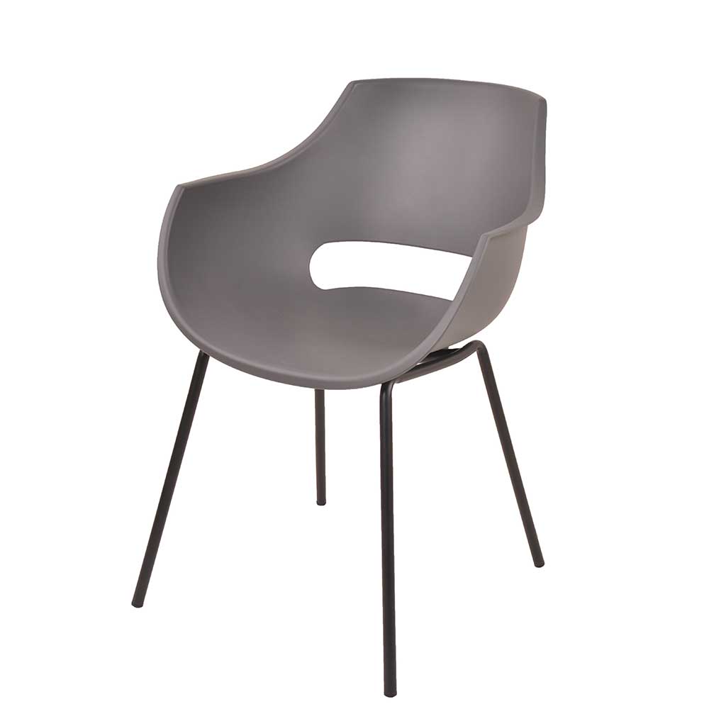 Schalen Essstuhl in Grau & Schwarz - Nadele (2er Set)