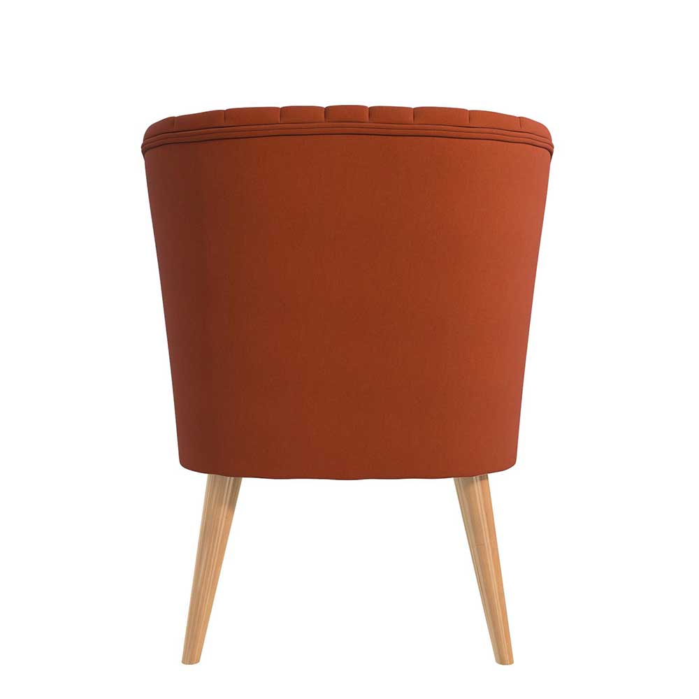 Mid Century Polstersessel in Ziegelrot und Natur - Elhan