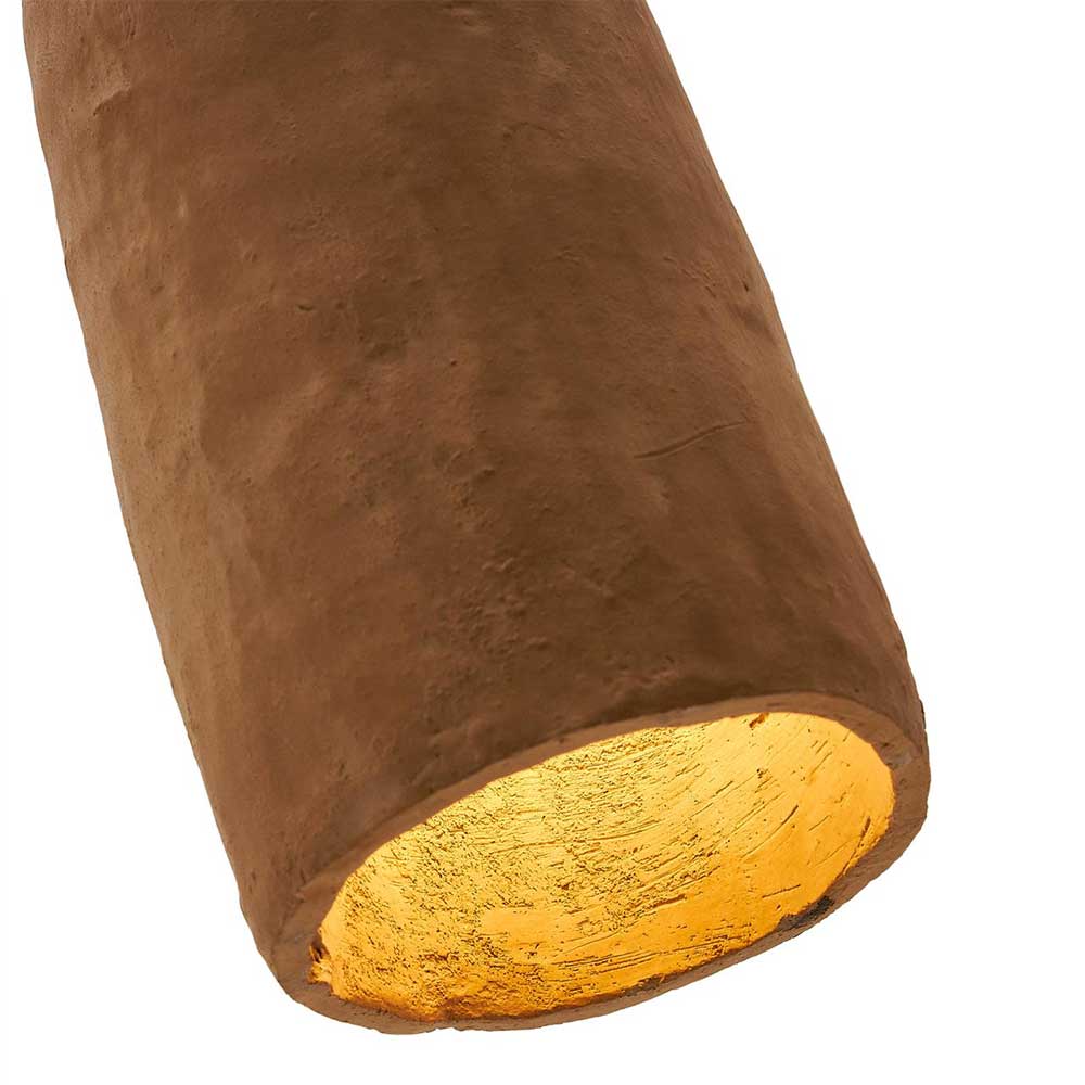 Terracotta Pendelleuchte braun mit faszinierendem Goldblatt-Finish im Inneren – Hanni