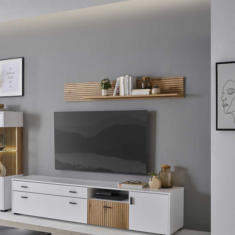 Wohnzimmer Hängeboard in Wildeiche Optik - Nenaloro