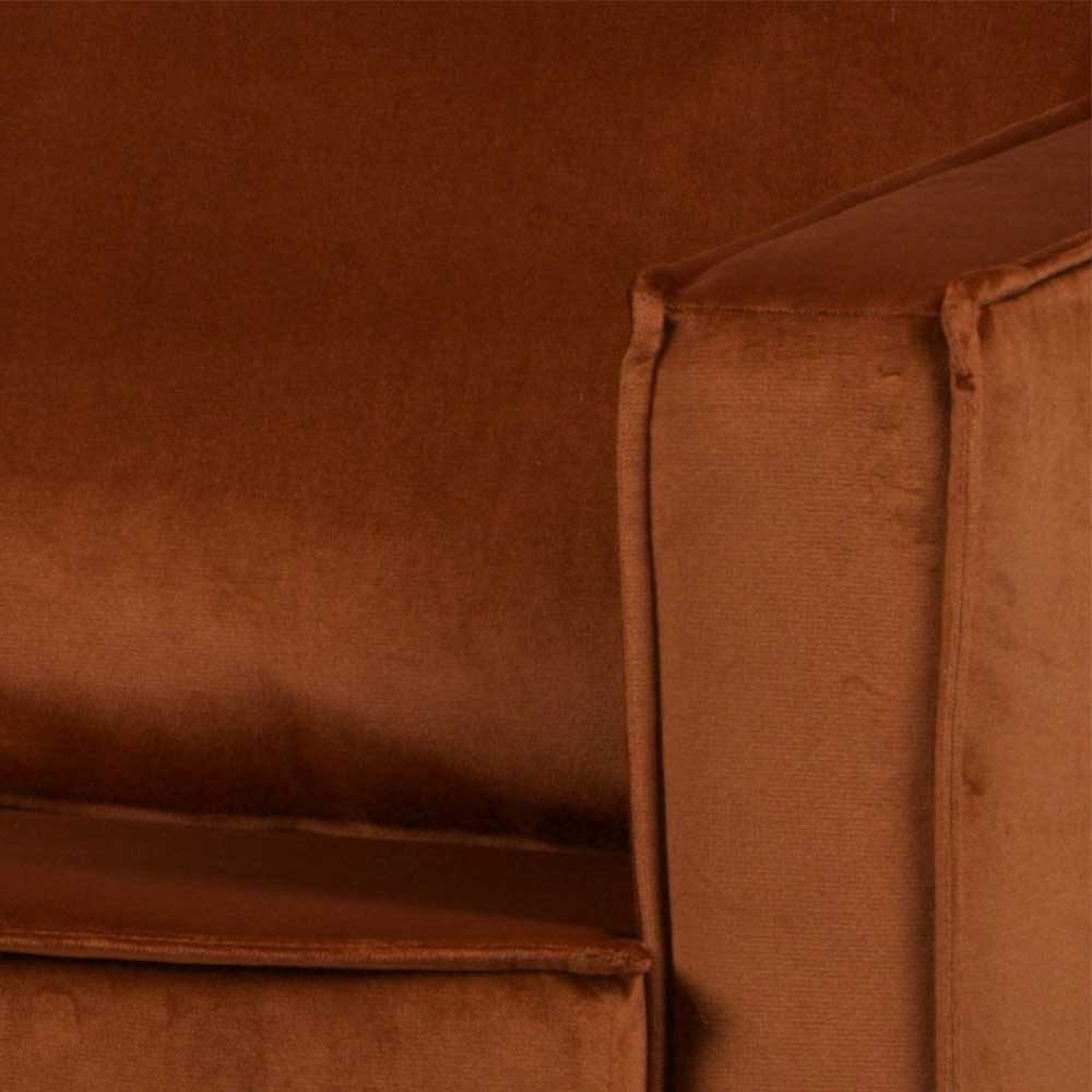 Rostbraunes Retrosofa Recamiere Naryon mit Metallbeinen Schwarz