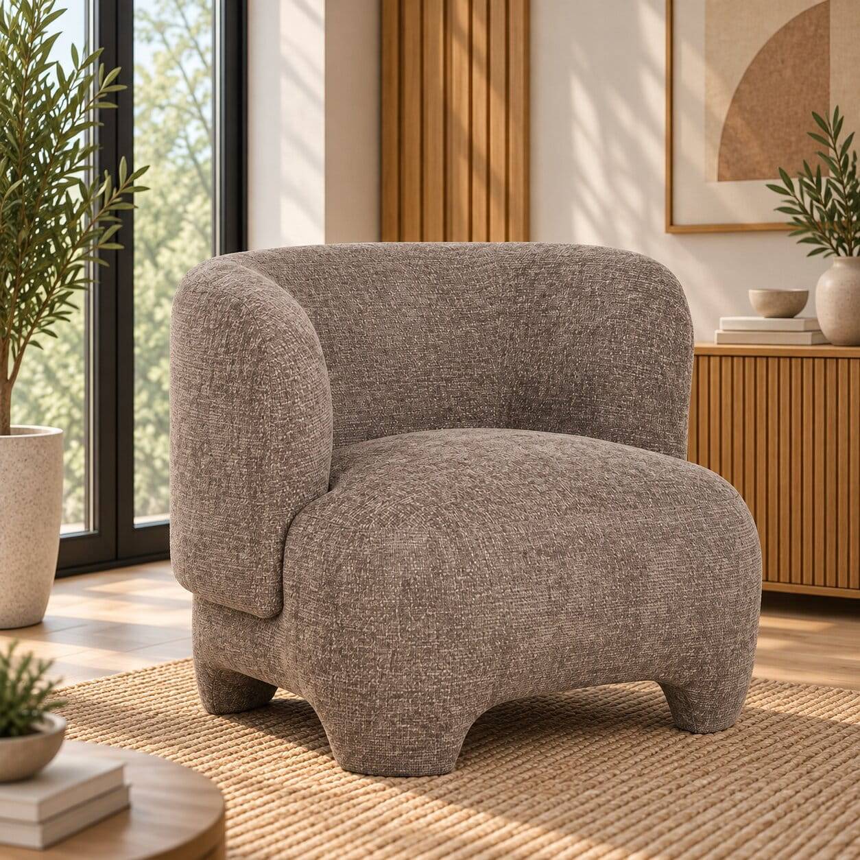 Design Loungesessel in Hellbraun - Sebetino