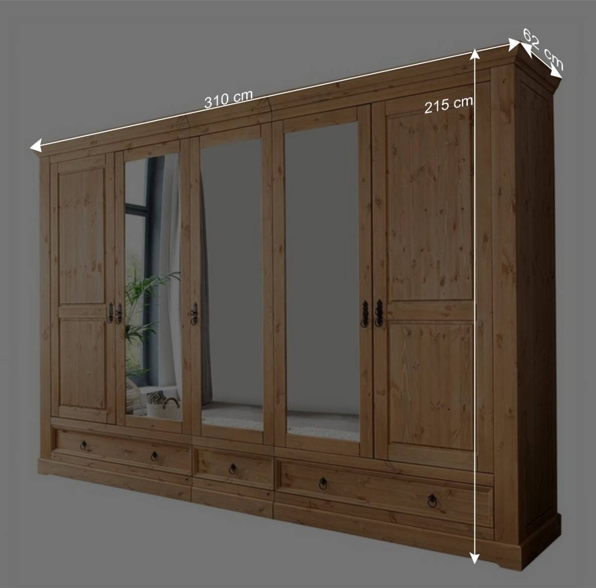 310x215x62 Massivholzschrank in Eichefarben - Voeca