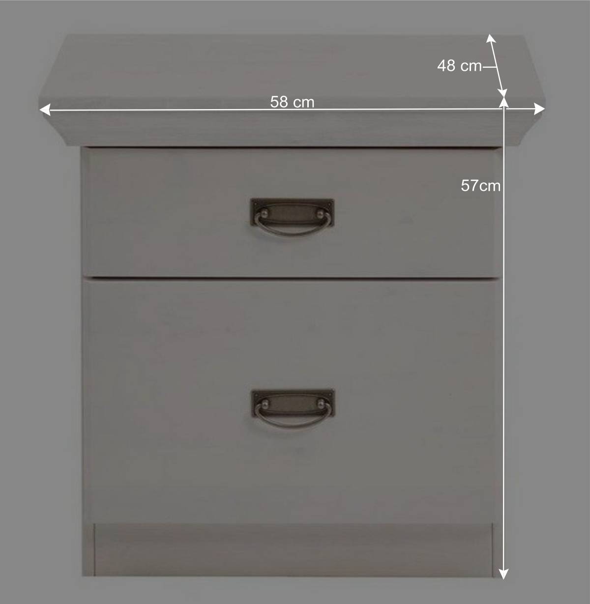 Weiße Nachtkommode 58 cm breit - Satumare
