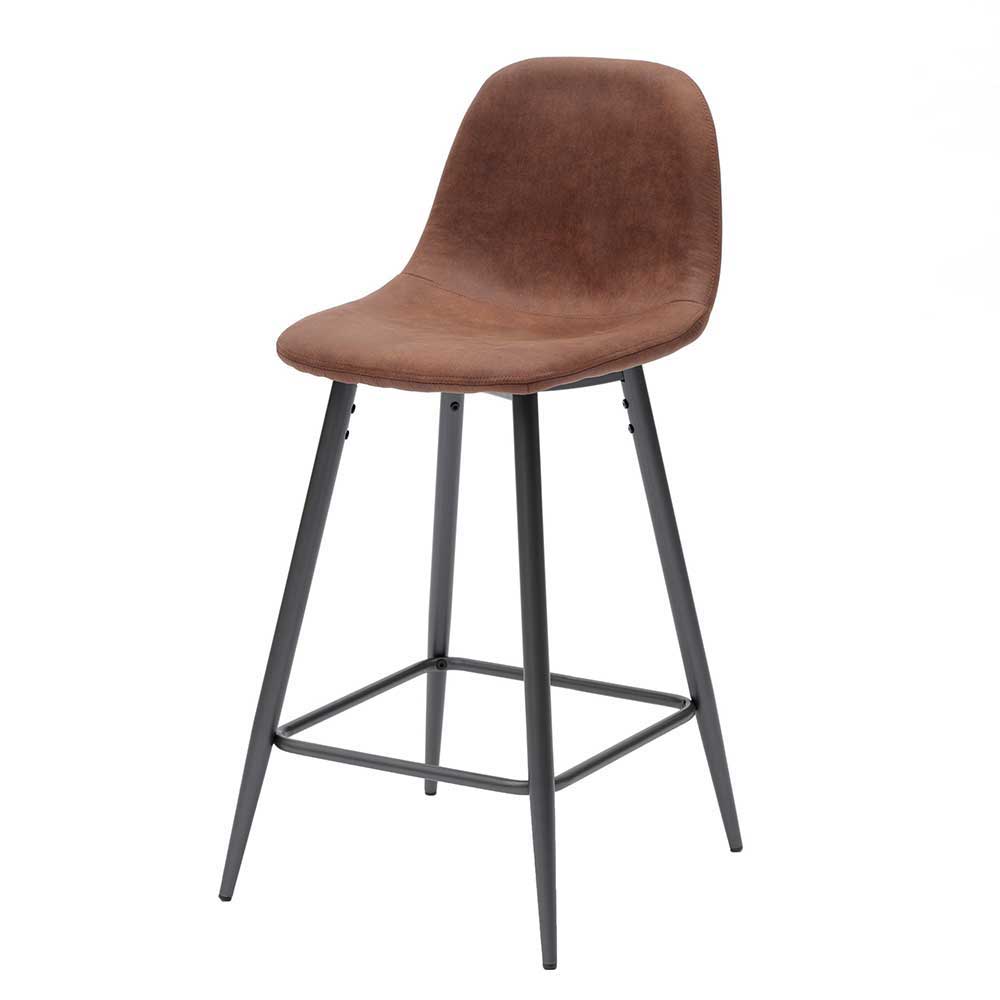 Bequemer Barhocker mit Lehne Renemia Vintage Kunstleder Braun (2er Set)