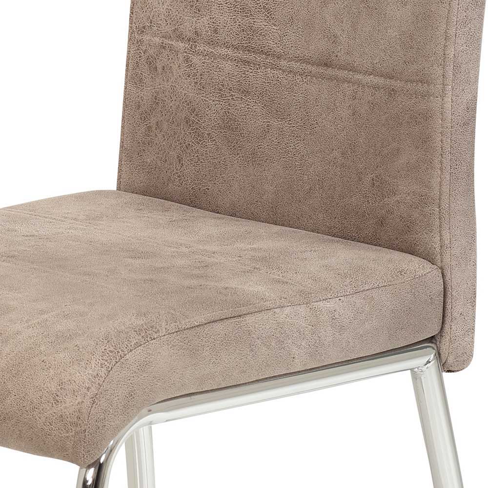 Esstisch Stühle in Beige Microfaser - Fiona (Set)