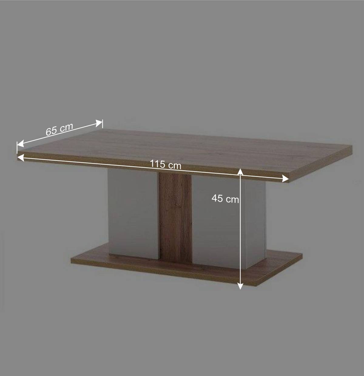 115x45x65 Wohnzimmertisch mit Säulengestell - Caldri