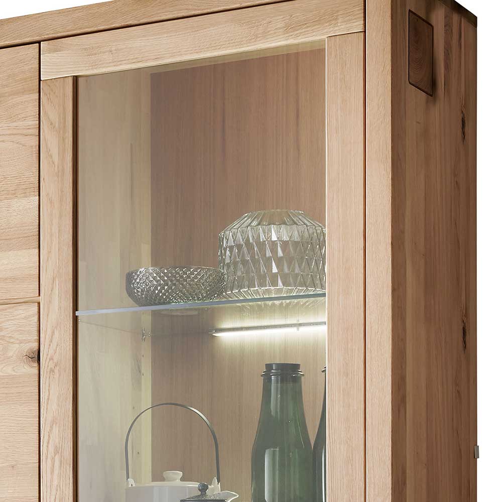103x205x40 Vitrinenschrank aus Wildeiche Massivholz - Embleys