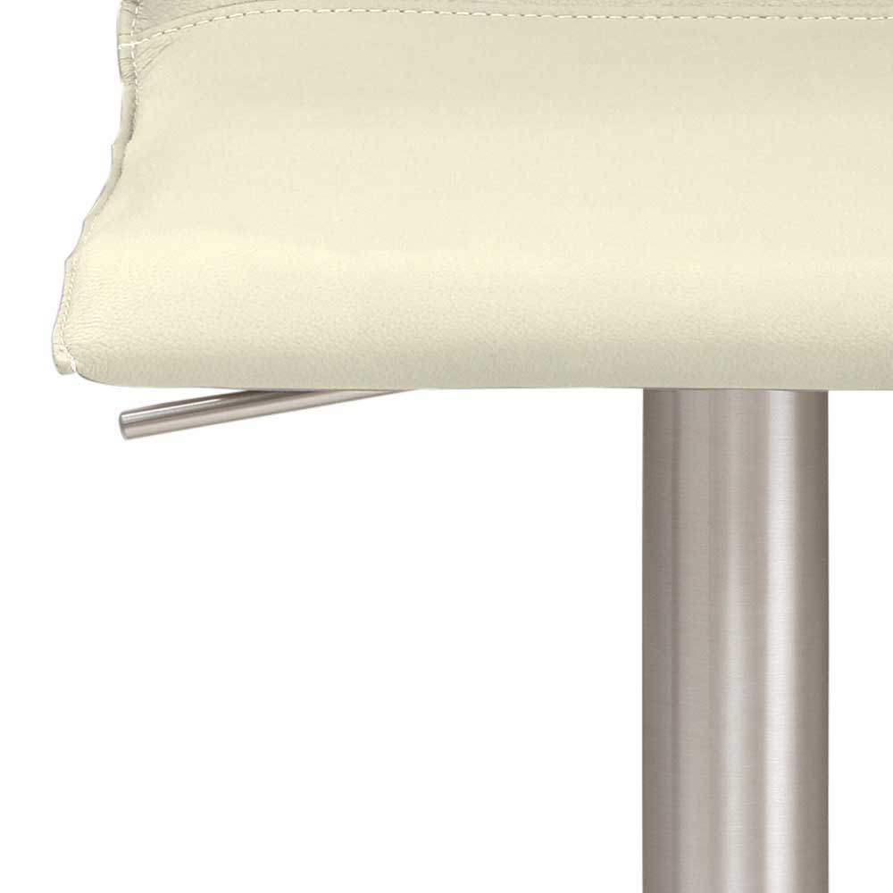 Ergonomische Sitzfläche in Creme Lederbezug und Hebel zur Höhenverstellung – Polcadaz