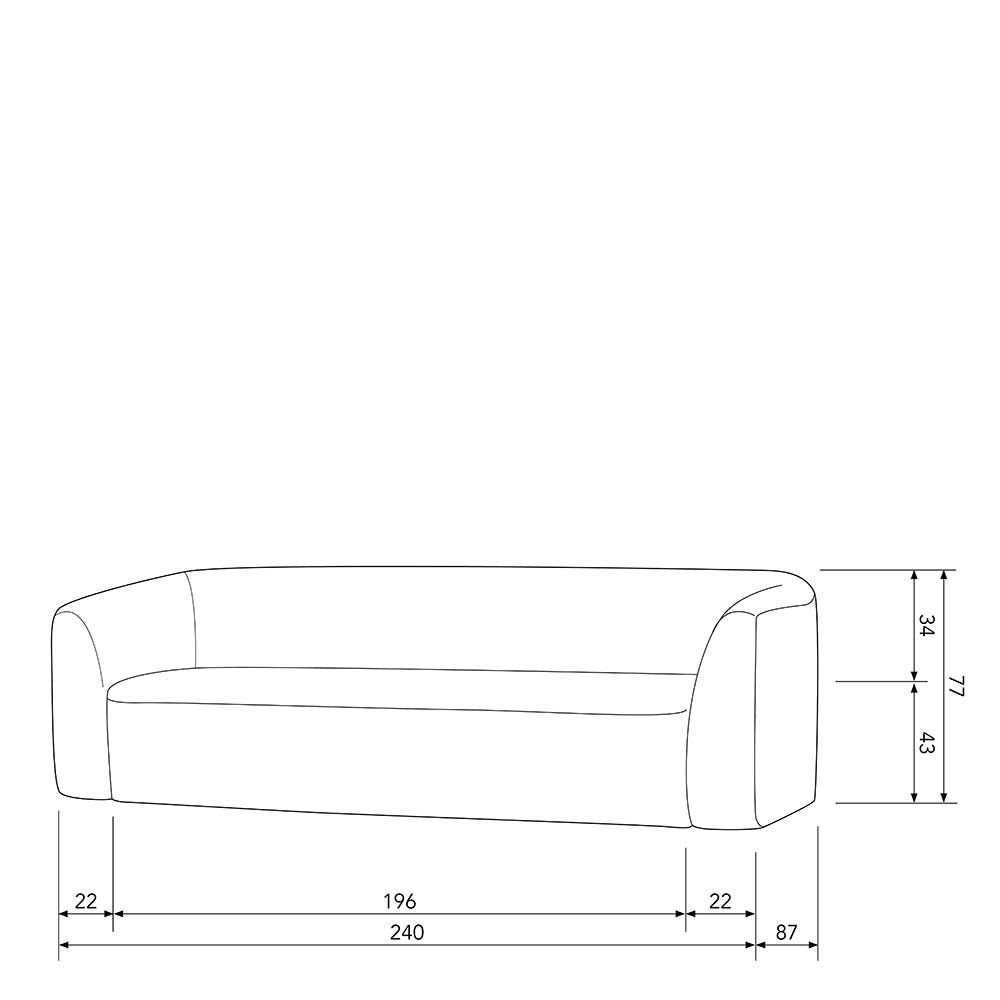Dreisitzer Couch aus Chenille in Beige - Chake