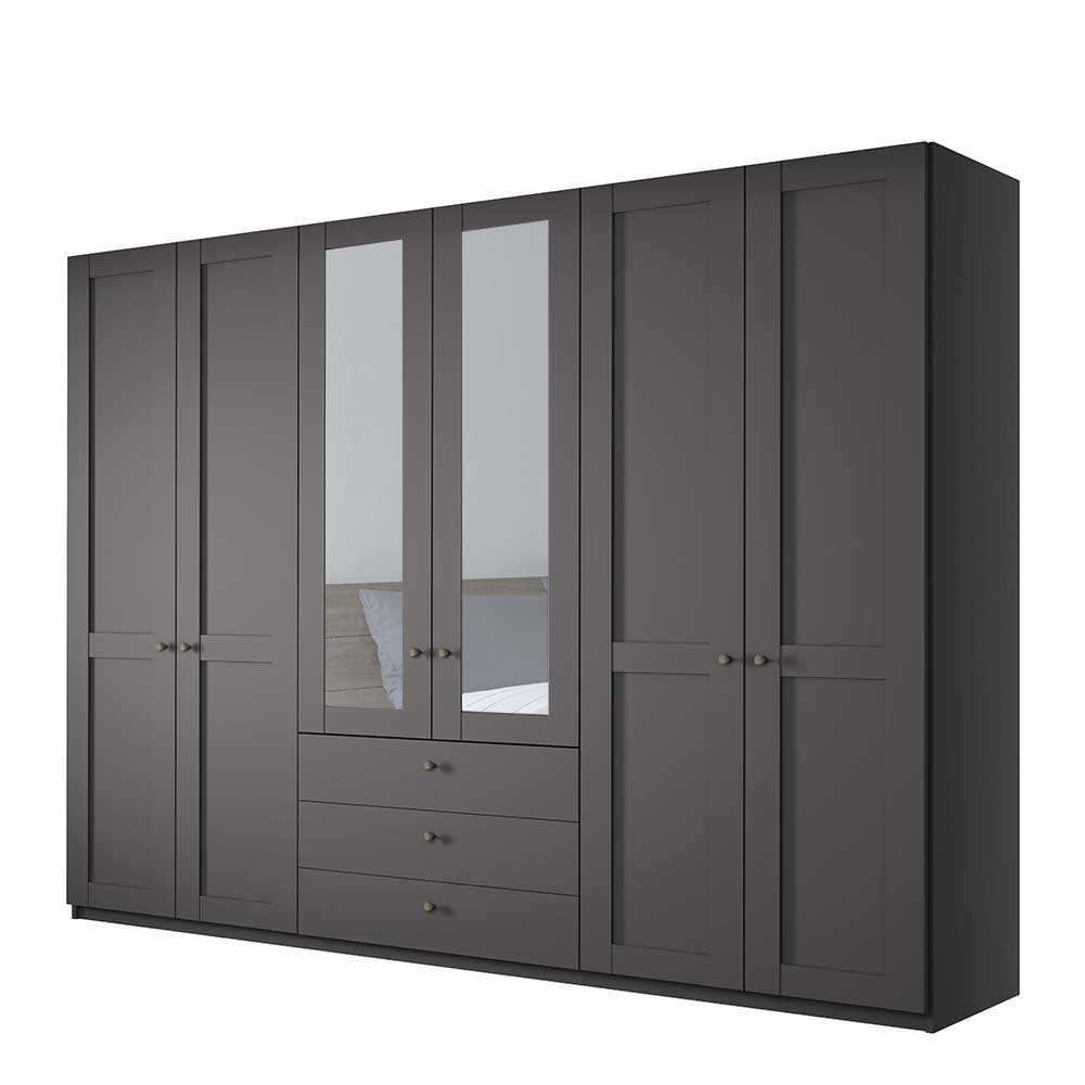 Dunkelgrauer Kombi-Kleiderschrank 6-türig - Mataram
