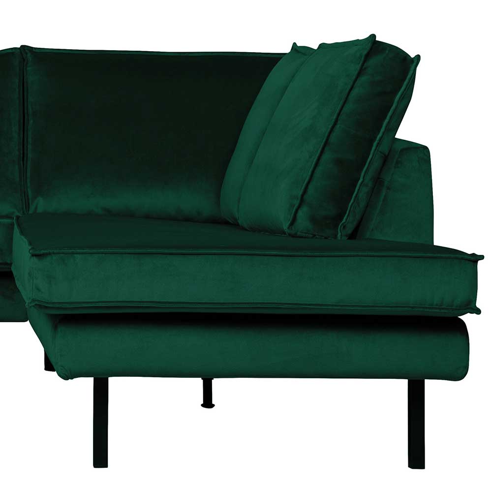 Samt Ecksofa in Dunkelgrün - Distroit