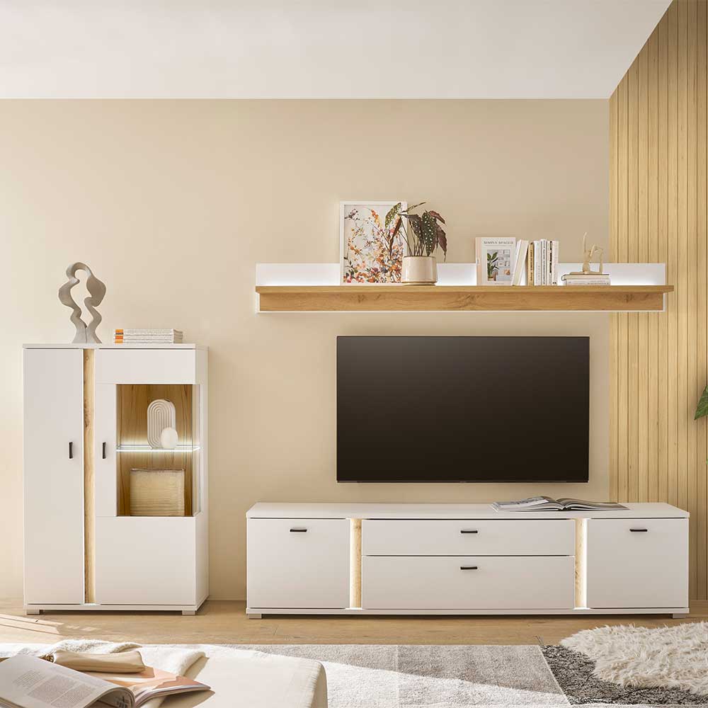Beleuchtete TV Anbauwand Möbelset - Racelyn (dreiteilig)