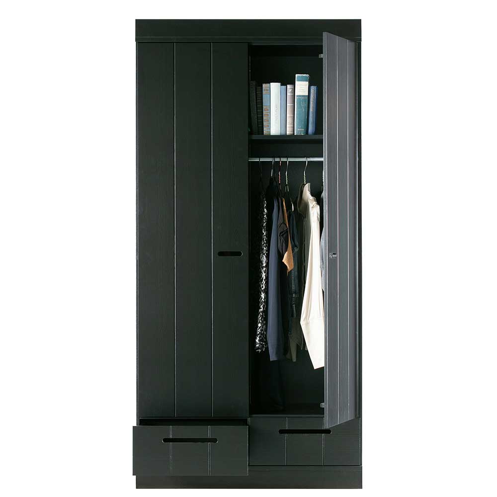 Schwarzer Schlafzimmerschrank aus Holz Kiefer - Vindrus