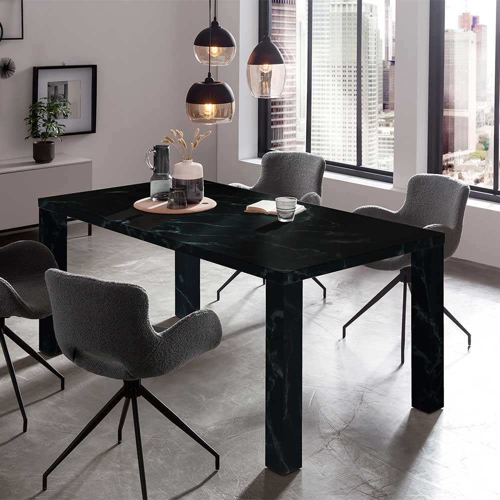 Marmor Optik Tisch in Schwarz Hellgrau - Ligurcia