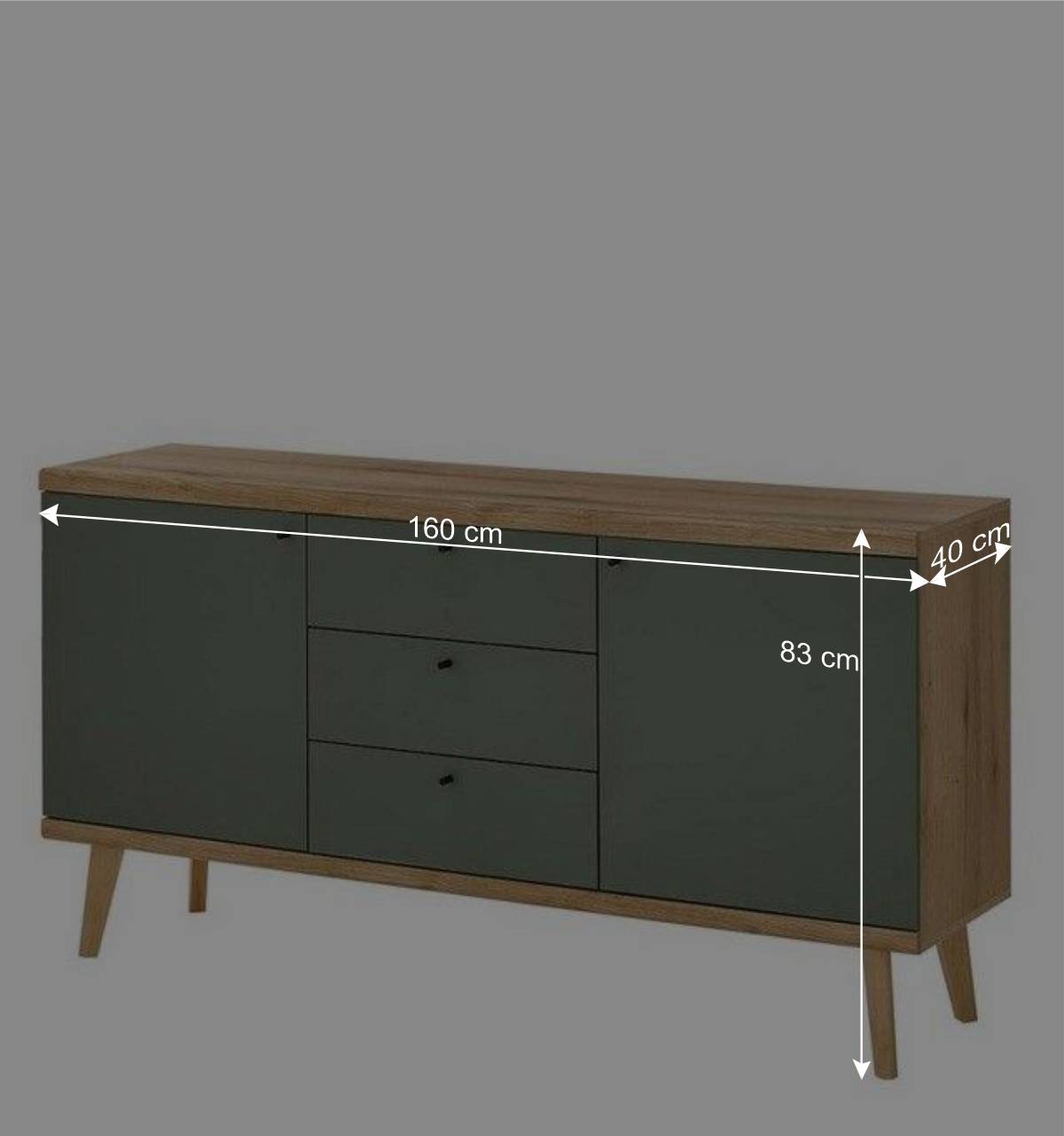 Sideboard in Graugrün & Wildeiche - Oliva