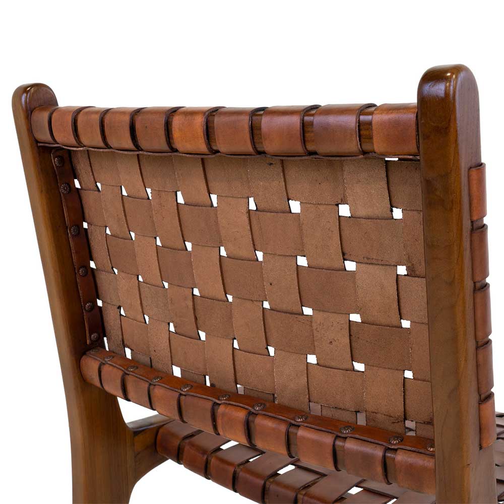 Designstühle aus braunem Leder Geflecht - Syolino (2er Set)