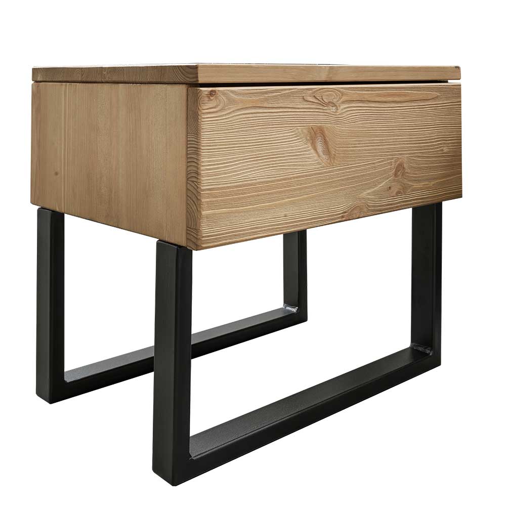 Kiefernholz Balkenbett mit LED Licht - Antina