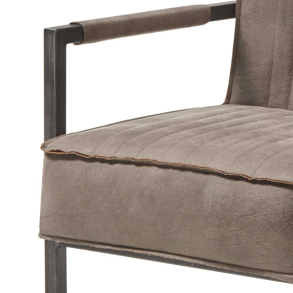 Freischwinger mit Armlehnen in Taupe Microfaser - Albanico (2er Set)